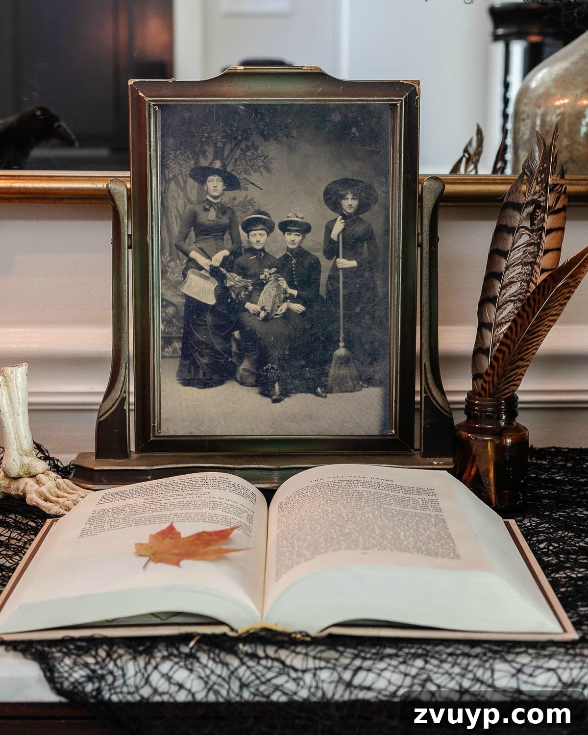 Conjuring Classic Chills: 10 Vintage Halloween Prints for Your Entryway 14 A vintage Halloween printable showcasing a classic spooky etching, perfect for adding a traditional touch.