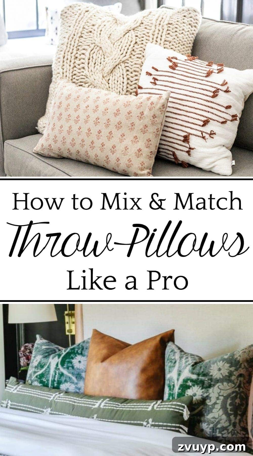 Effortless Throw Pillow Styling 6 How to Mix and Match Throw Pillows | The "magic formula" for mixing and matching throw pillows like an interior decorator + the best resources for buying them. Learn patterns, sizes, and where to buy!