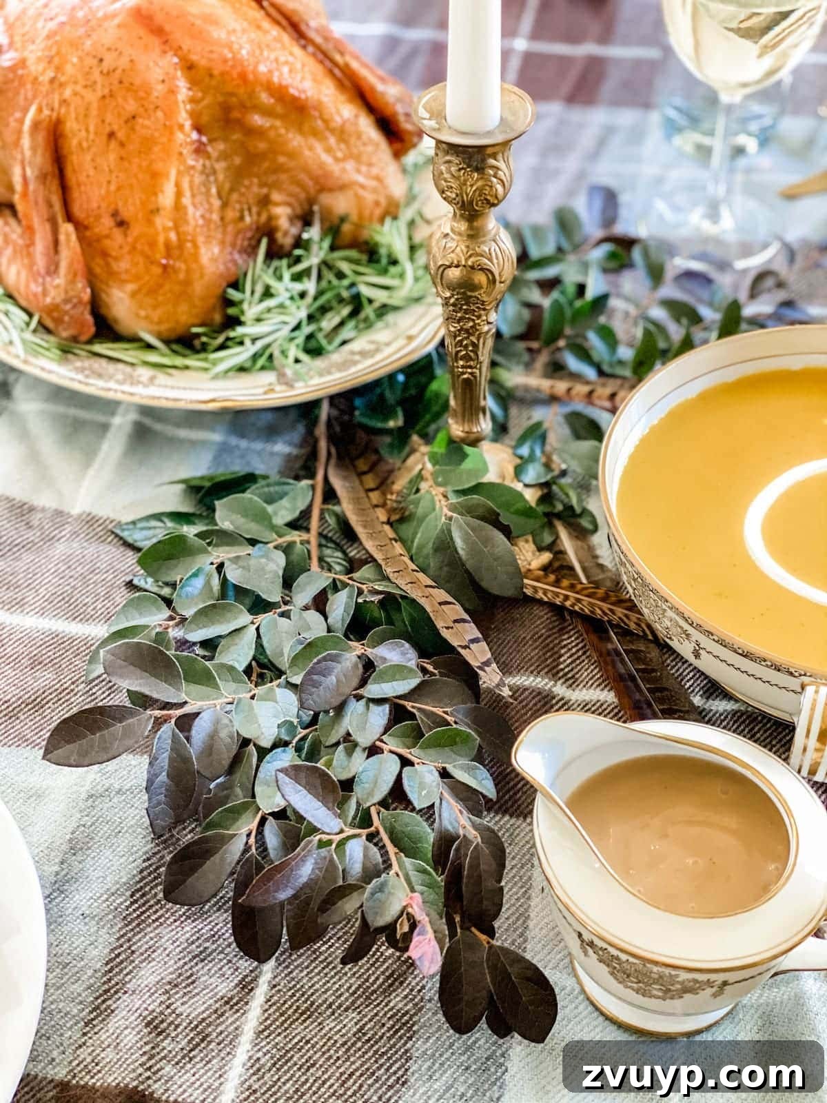 Frugal and Fabulous Thanksgiving Table Decor and Cooking Timeline 5 Table draped with a throw blanket for simple Thanksgiving table decor