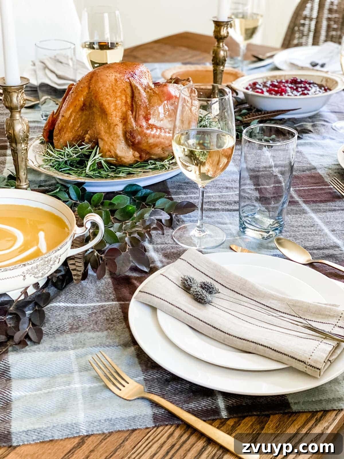 Frugal and Fabulous Thanksgiving Table Decor and Cooking Timeline 7 Thanksgiving table place setting featuring candles for ambiance