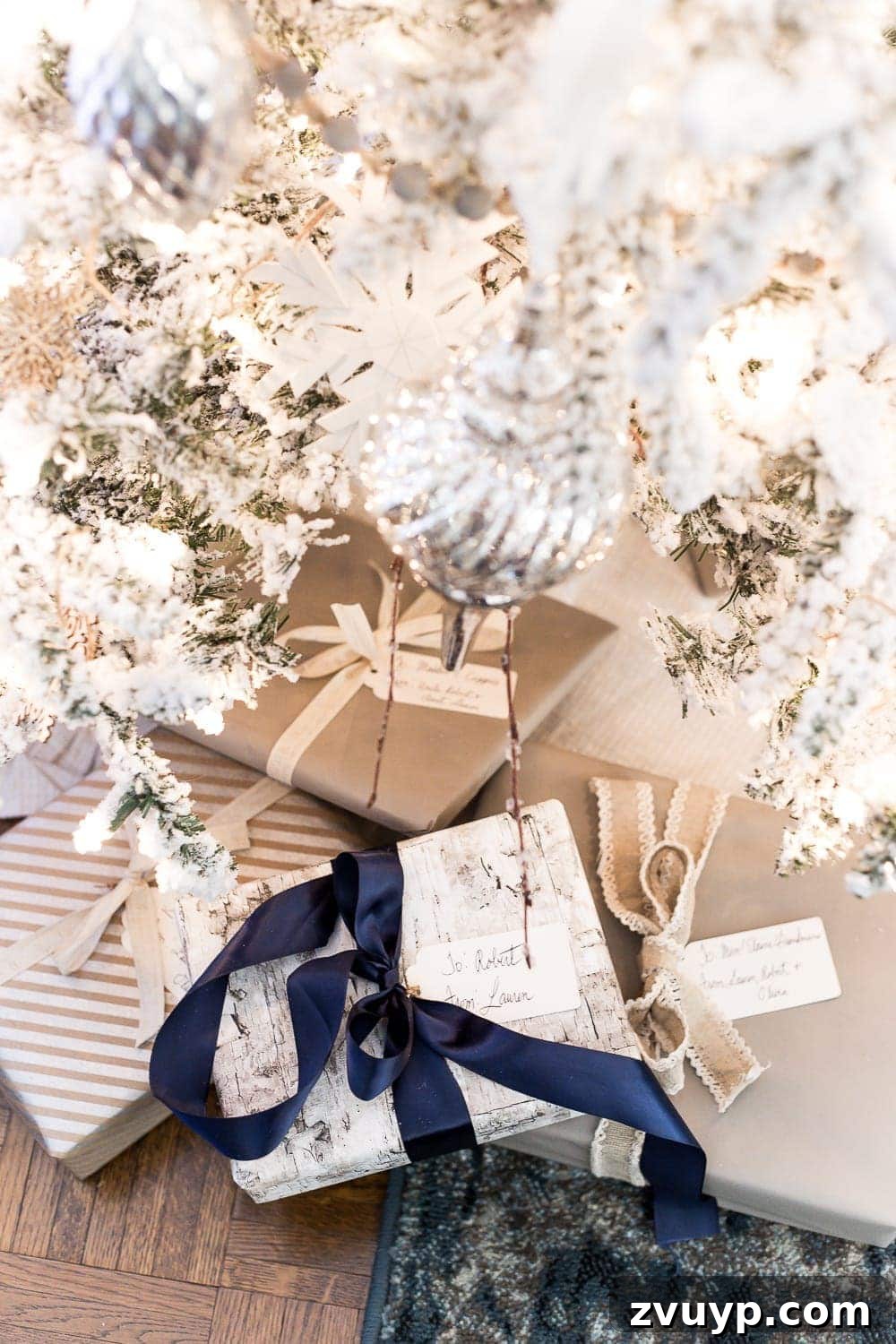 Wrapped gifts as part of Christmas decor