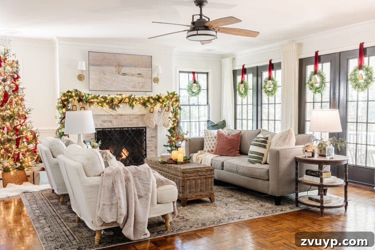 Festive Fusion: Our Modern Traditional Christmas Home 11 Christmas Living Room with Full Tree