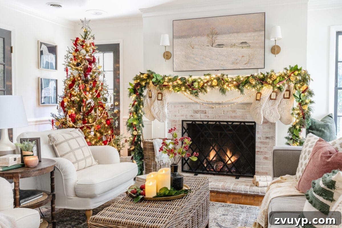 Festive Fusion: Our Modern Traditional Christmas Home 15 Festive Christmas Mantel Decor with Fairy Lights