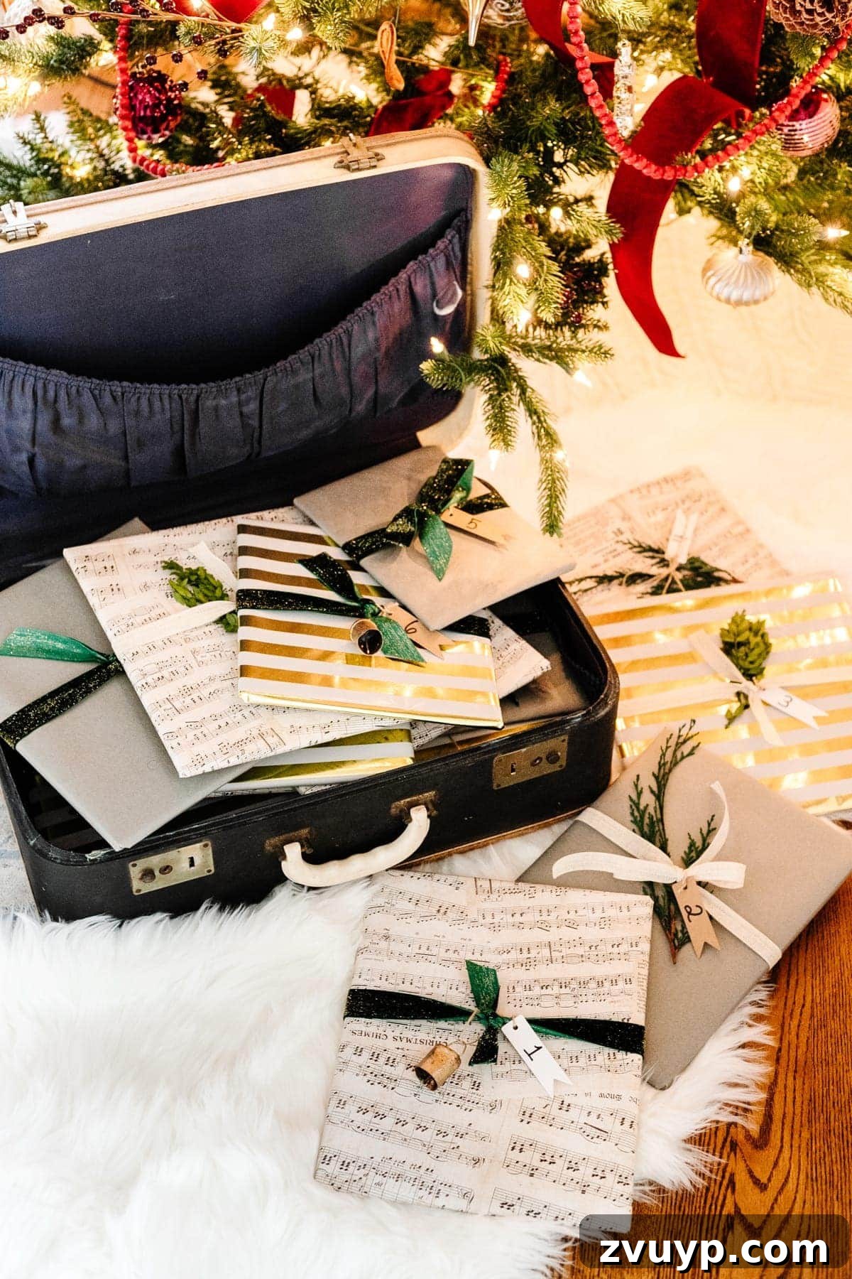 Unwrap the Best Christmas Stories for Children 2 Christmas Countdown Advent Calendar - Wrap Christmas books individually with a number and keep in an old suitcase to unwrap one per night before bed.