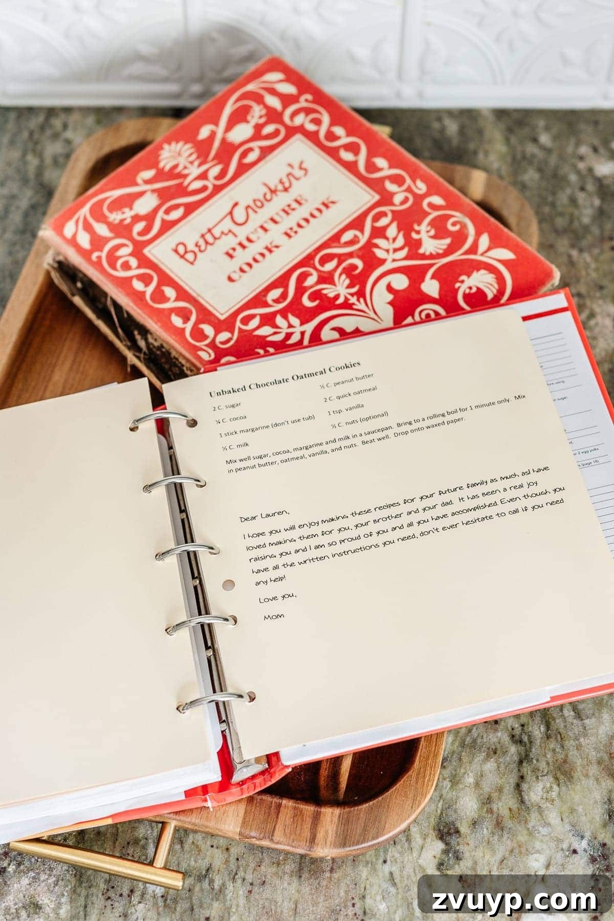 DIY Christmas gift idea with a homemade cookbook of family recipes