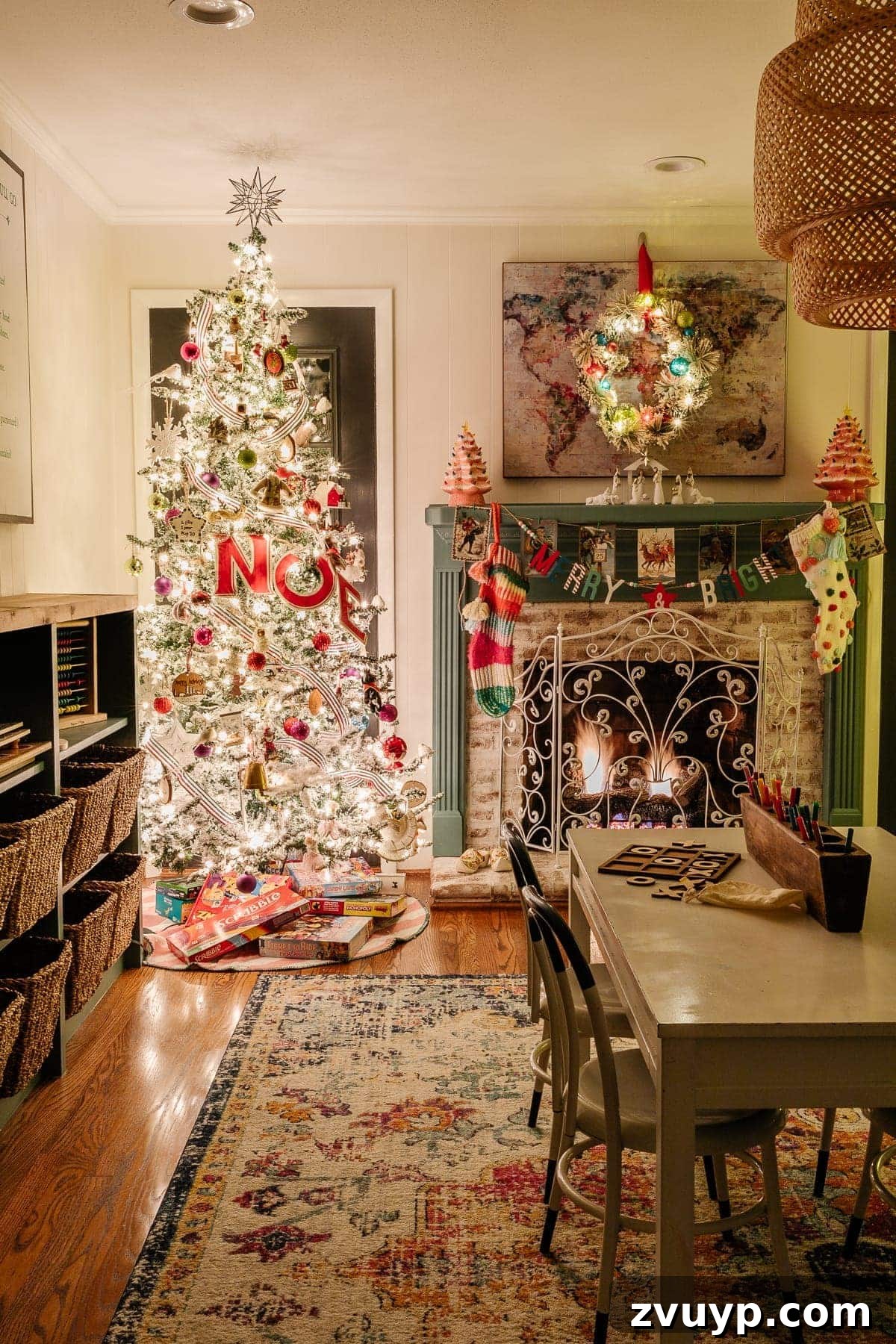 The 2020 Candlelit Yuletide Journey 12 Close-up of a beautifully decorated Christmas tree branch with ornaments