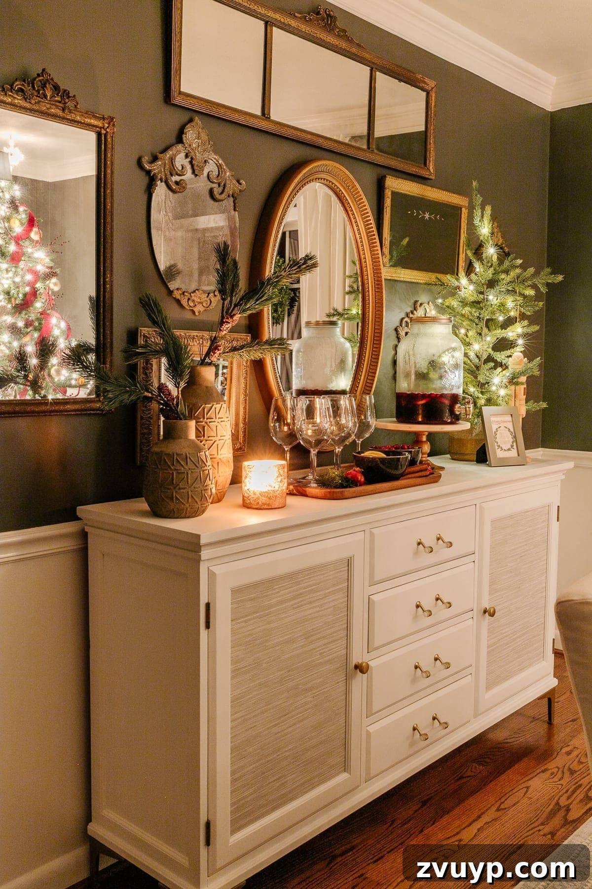 The 2020 Candlelit Yuletide Journey 5 Elegant Christmas garland draped over a doorway with warm lighting