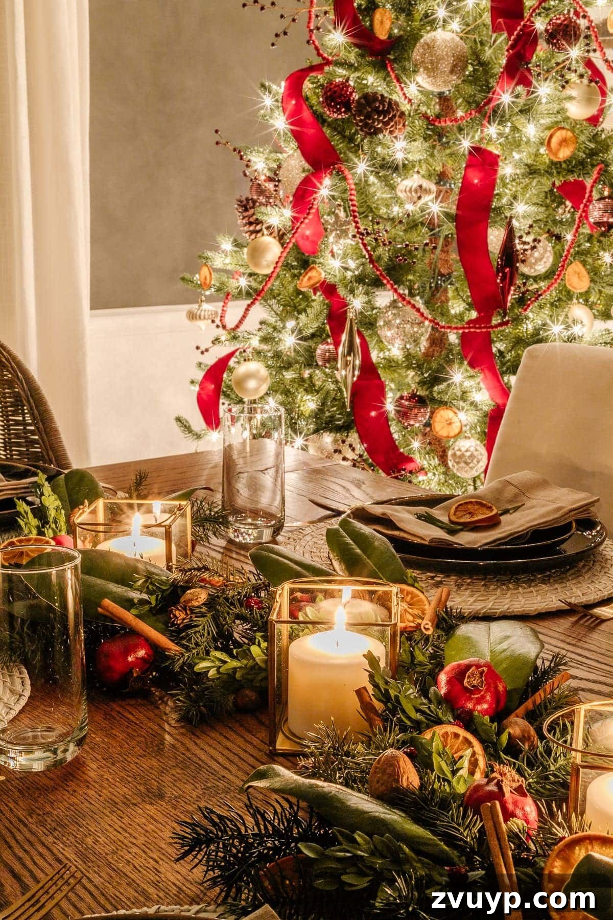 The 2020 Candlelit Yuletide Journey 8 A beautifully decorated Christmas tree casting a warm glow