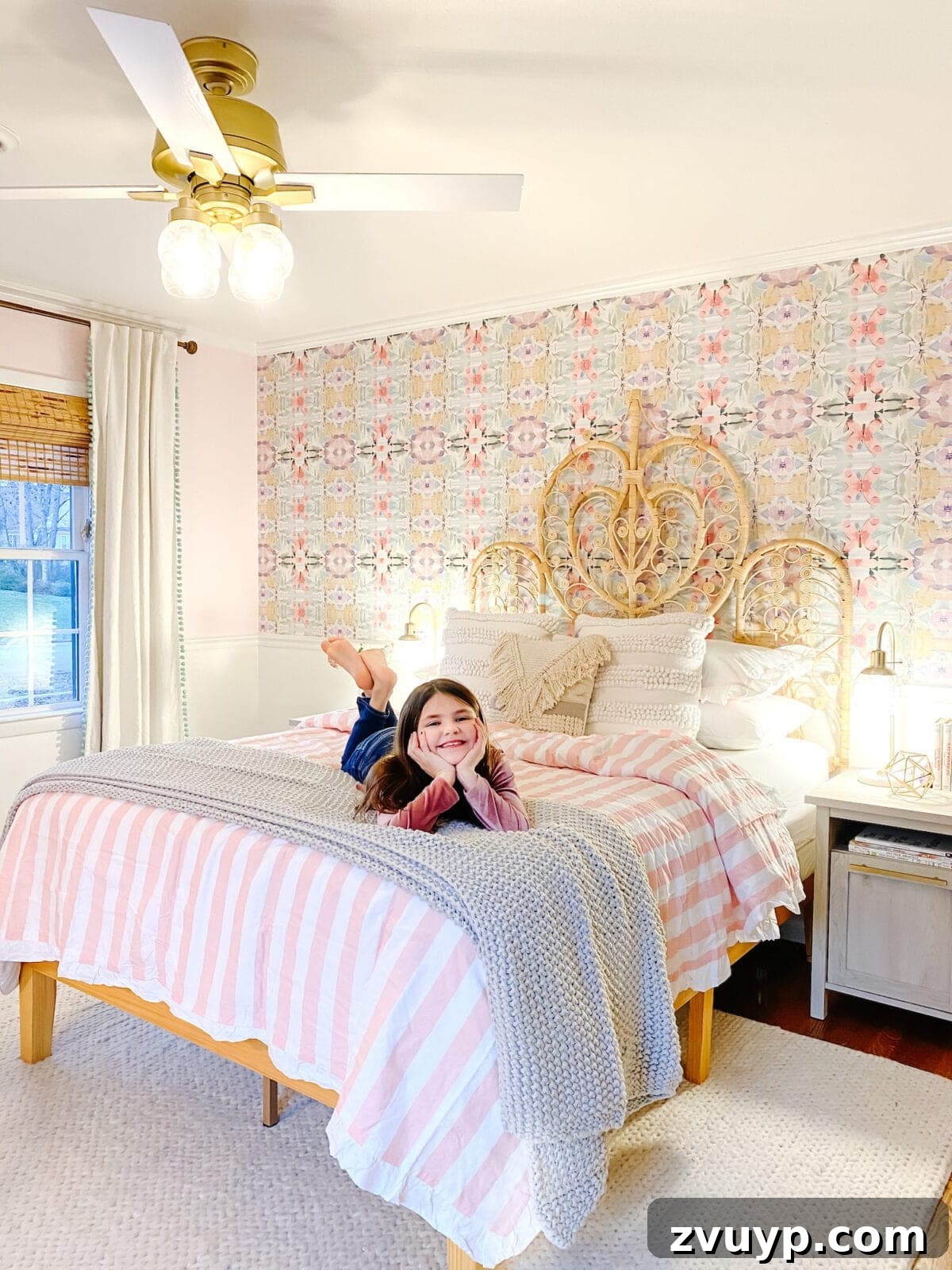 Boho Girl's Dream Room Makeover 5 A little girl bedroom gets a big girl update using a few boho furniture swaps, DIY geology art, and glam accents.