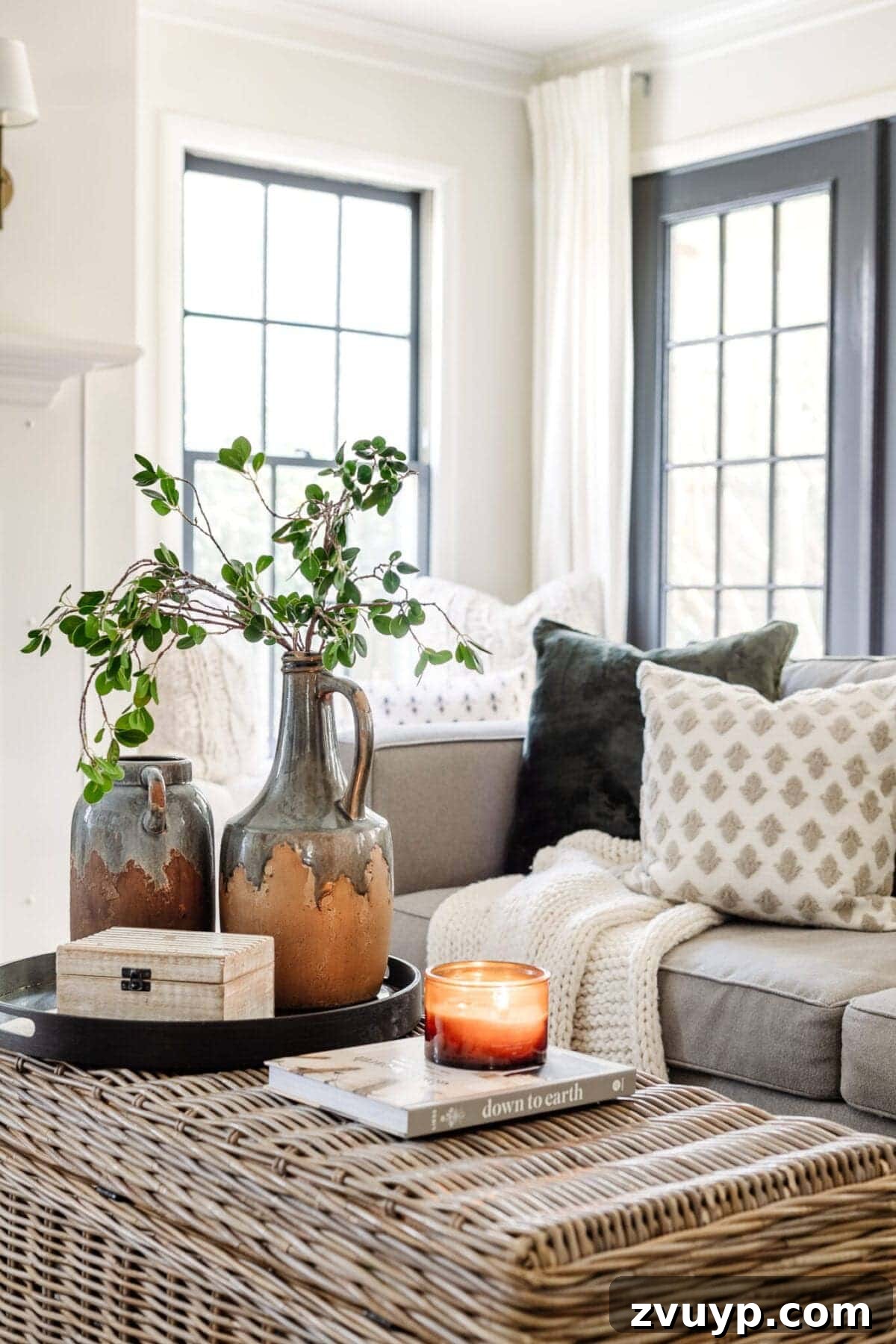Seasonal Snuggle Spot My Favorite Winter Decor 5 A selection of favorite winter decor items including candles and natural elements on a mantelpiece.