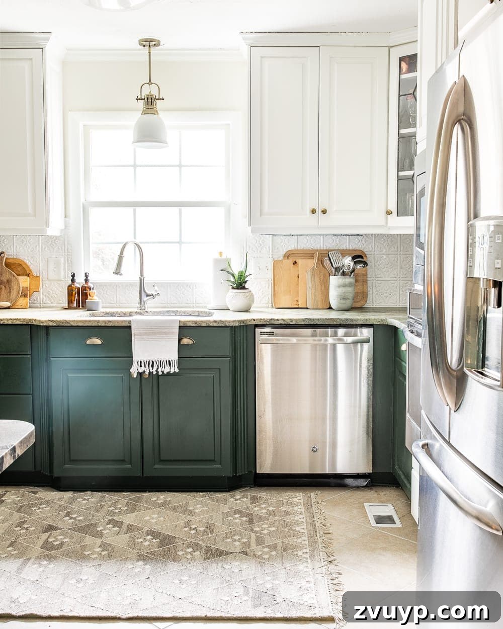 Your Blueprint for Choosing the Ideal Rug 21 green and white two tone kitchen with wool rug