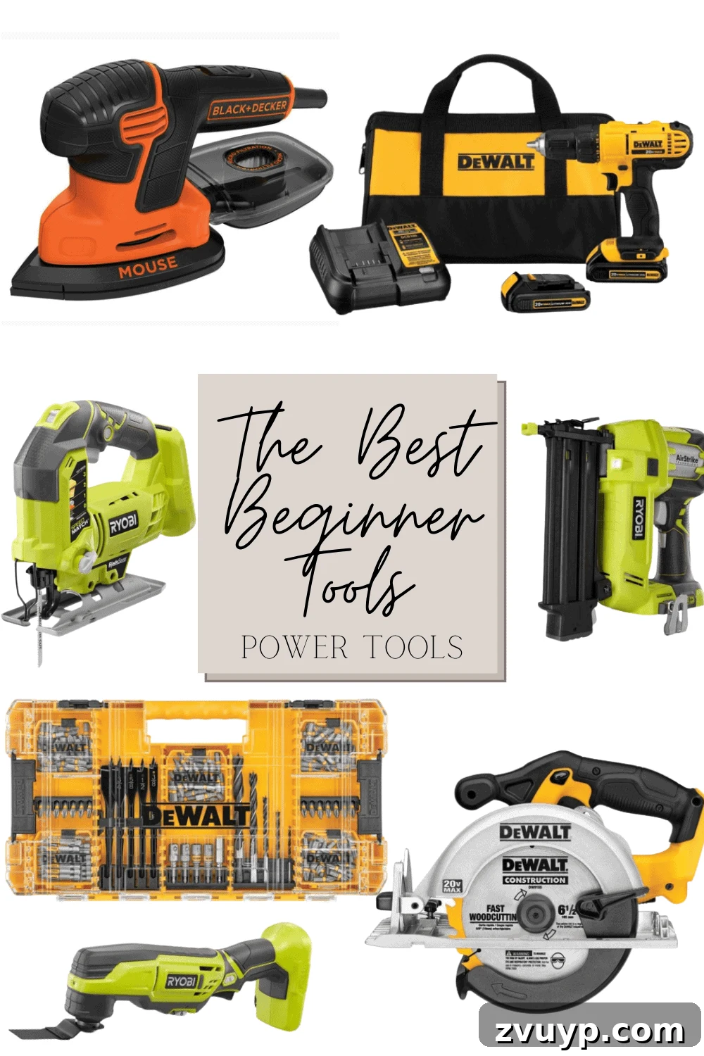 Essential Tools for Your First DIY Project 6 Collection of essential power tools for beginners.