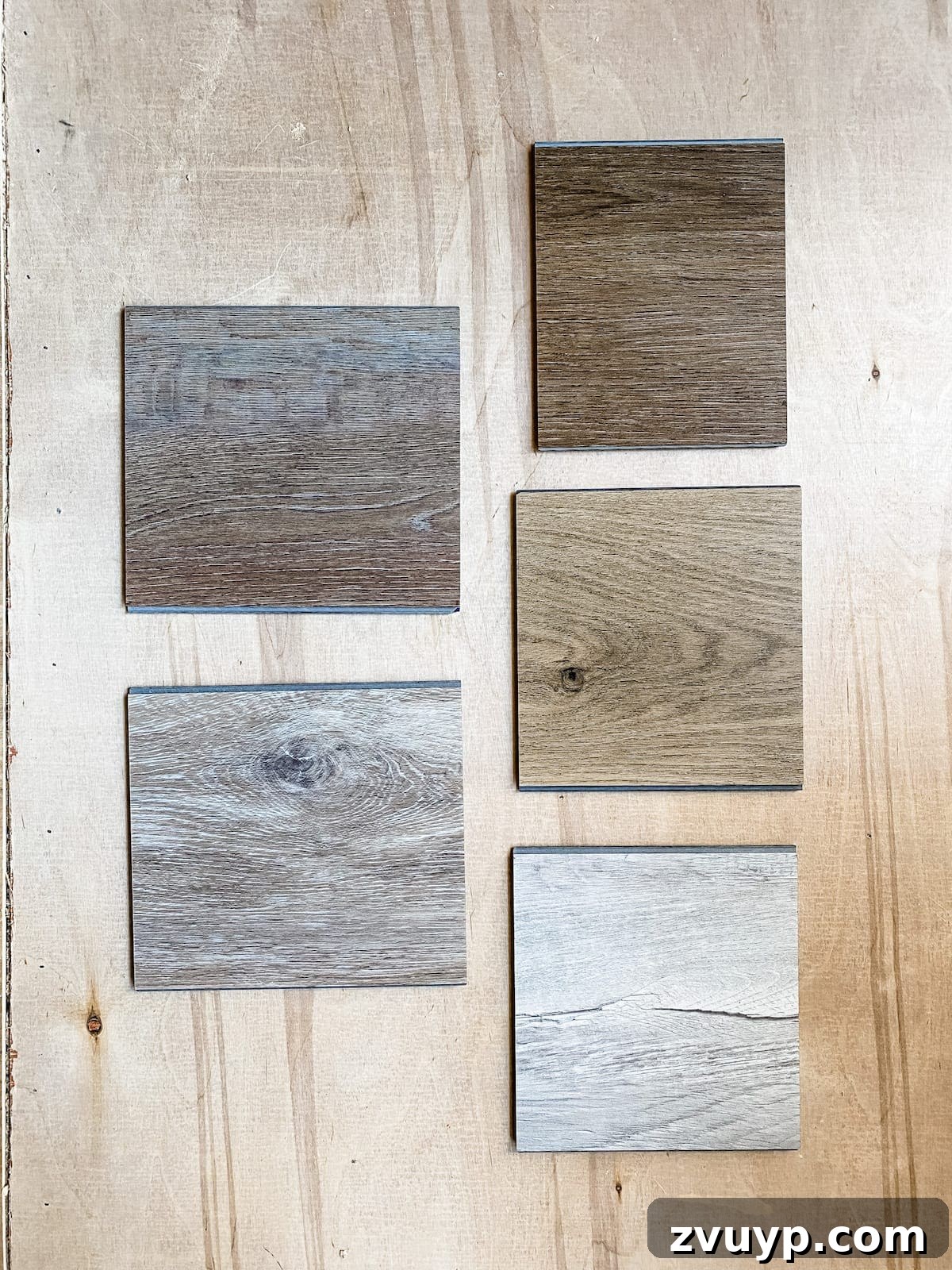 Selection of ProCore Flooring samples laid out for comparison