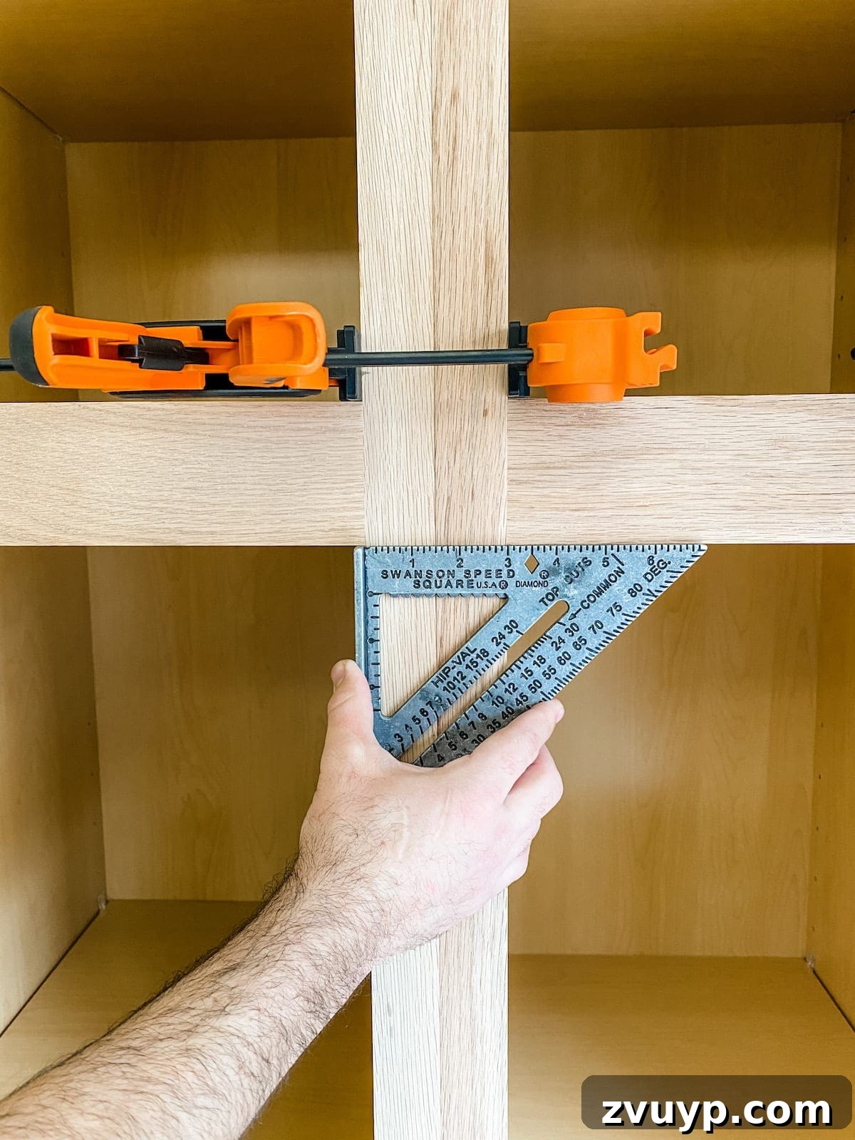DIY Custom Built-In Storage and Window Nook 22 Visible gap between two adjacent stock cabinet frames before clamping and securing