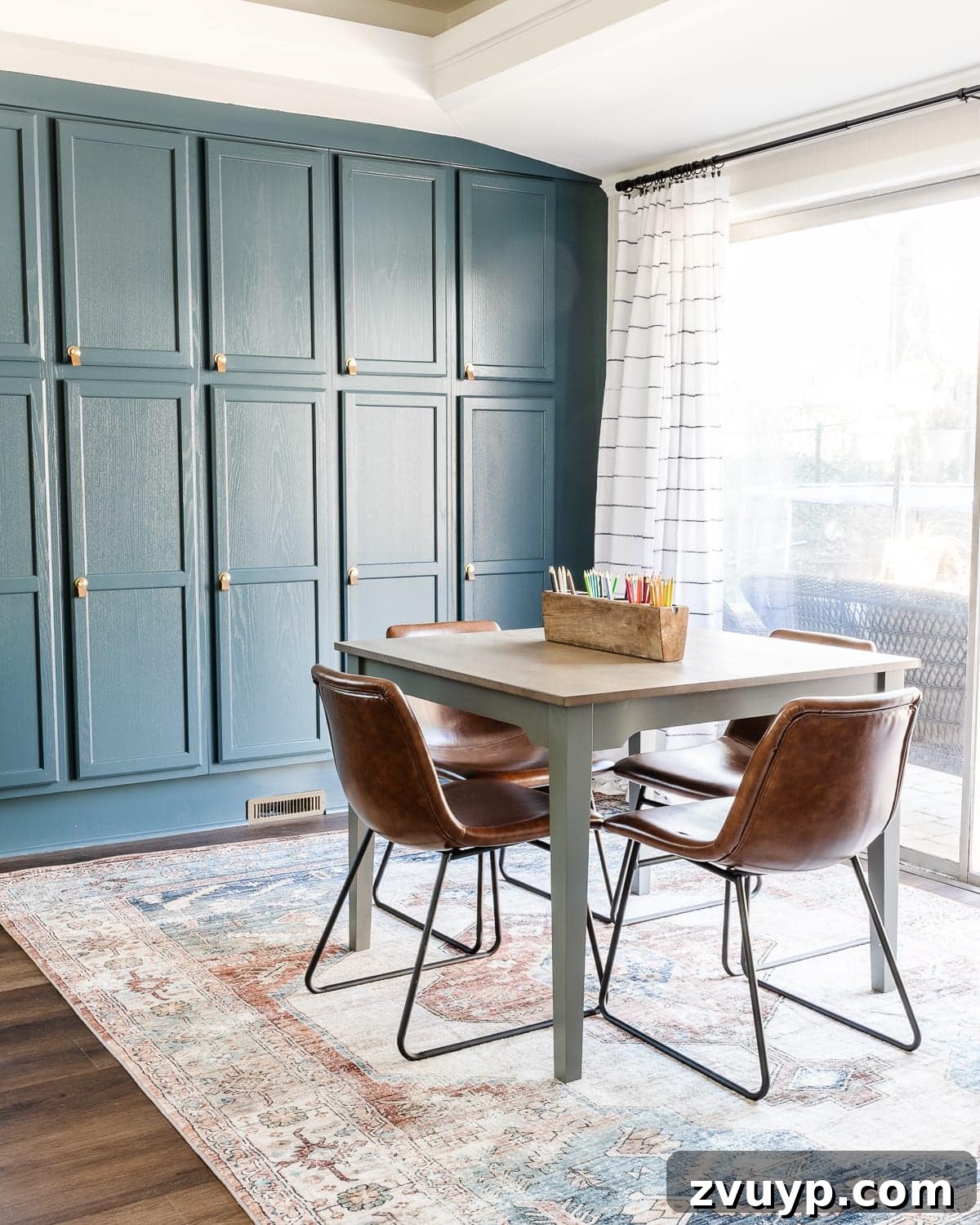 From Drab to Dream Den: Our Rec Room's Big Reveal 22 Leather chairs at the craft table, easy to clean and comfortable