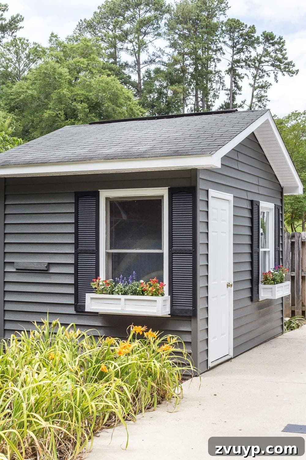 10 Spring DIY Projects for an Outdoor Oasis 10 Vibrantly painted vinyl siding on a stylish pool shed, showcasing a dramatic before and after.