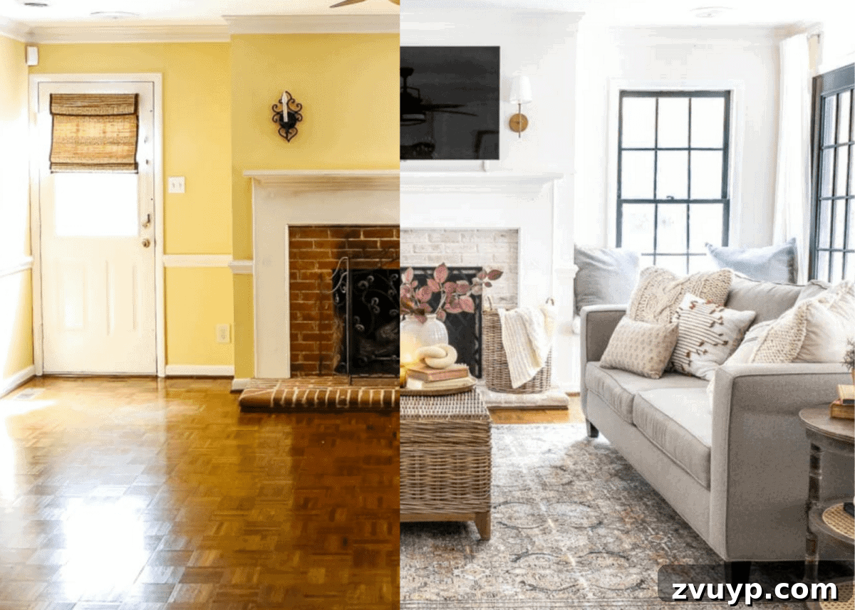 Your Free Blueprint to DIY Dream Home Success 3 Cozy living room interior showcasing a beautiful before and after decorating makeover