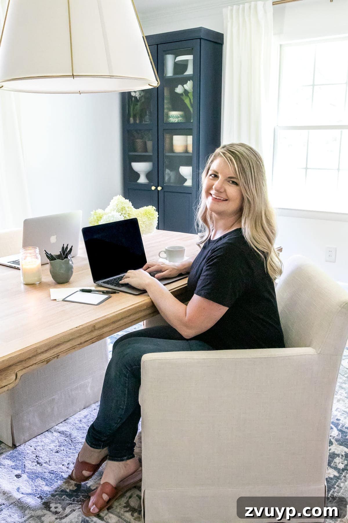 Your Free Blueprint to DIY Dream Home Success 4 Bright and organized home office space with a large desk and elegant decor
