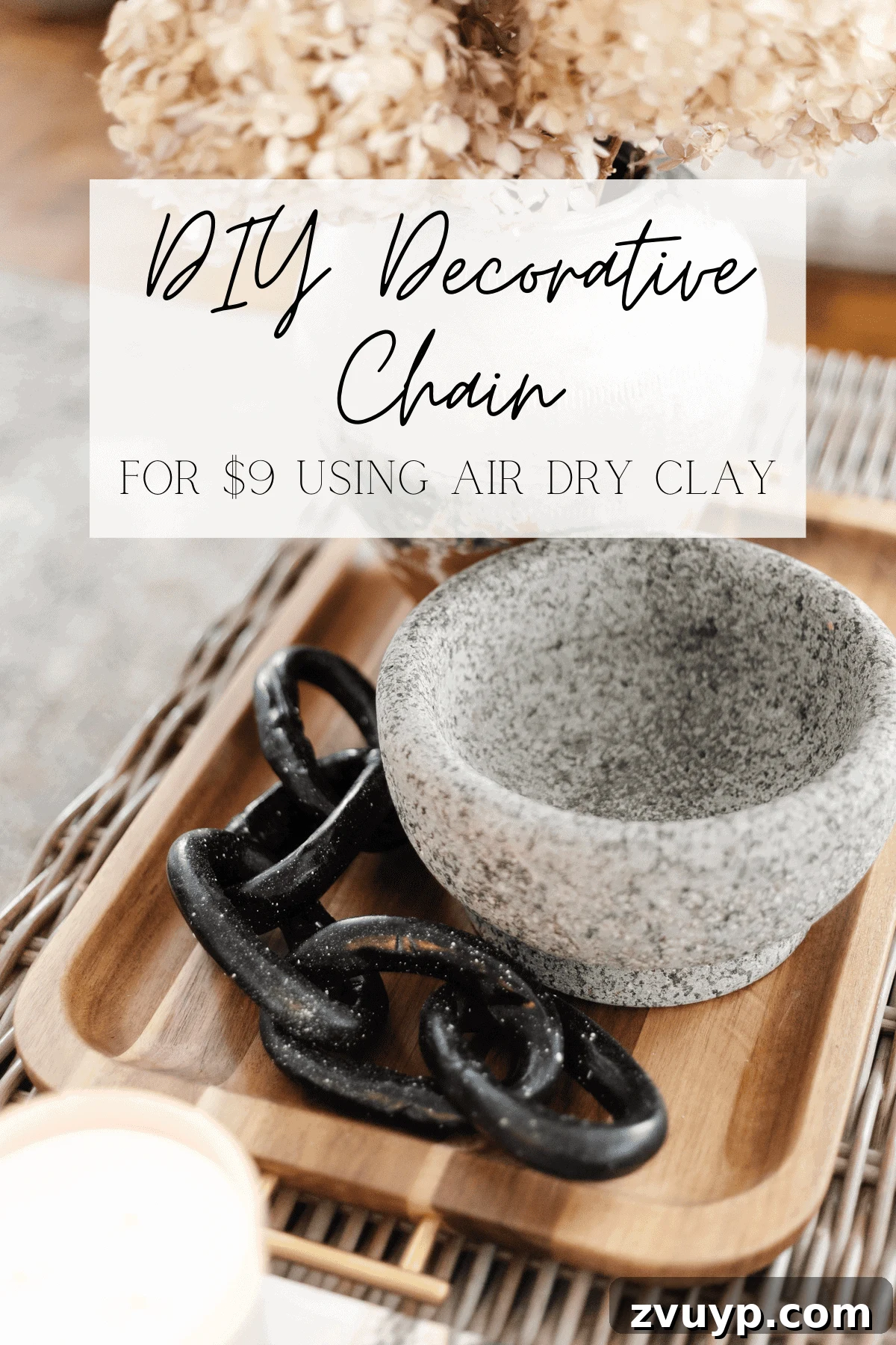 Sculpt Your Own Stylish Clay Chains 2 Elegant DIY air dry clay decorative chain styled on a modern coffee table