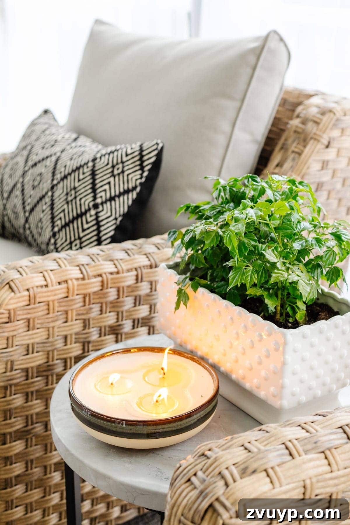 Mosquito-Proof Your Porch and Patio 7 citronella candle and potted plant