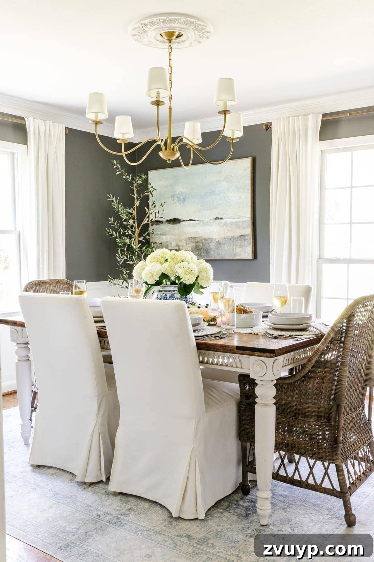 Stylish Dining Table Decor on a Budget Plus Affordable Dinnerware Gems 2 Modern traditional dining room with Chinoiserie accents for Mother's Day
