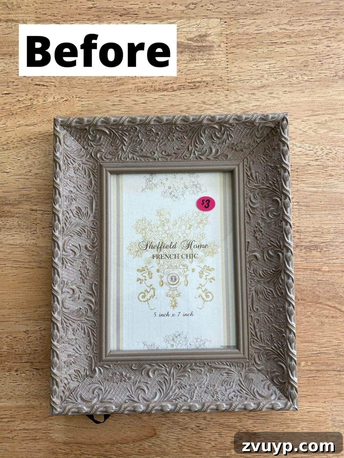 From Thrift to Treasure: Easy Art You Can Make 2 Thrifted picture frame before DIY transformation, showcasing its original, rustic charm.