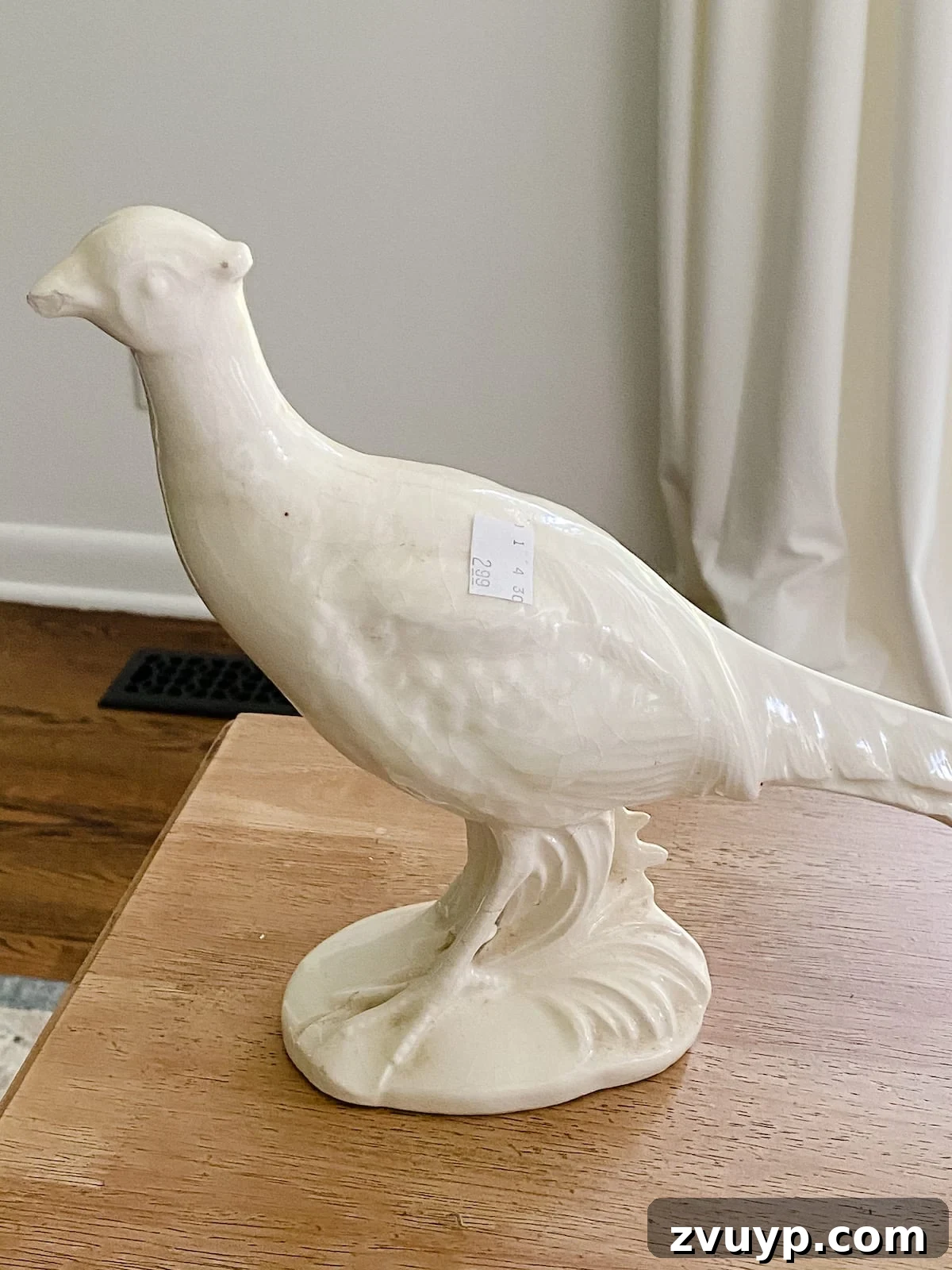 Whip Up Baking Soda Texture Paint for Infinite Decor Crafts 2 thrifted pheasant figurine before texture paint