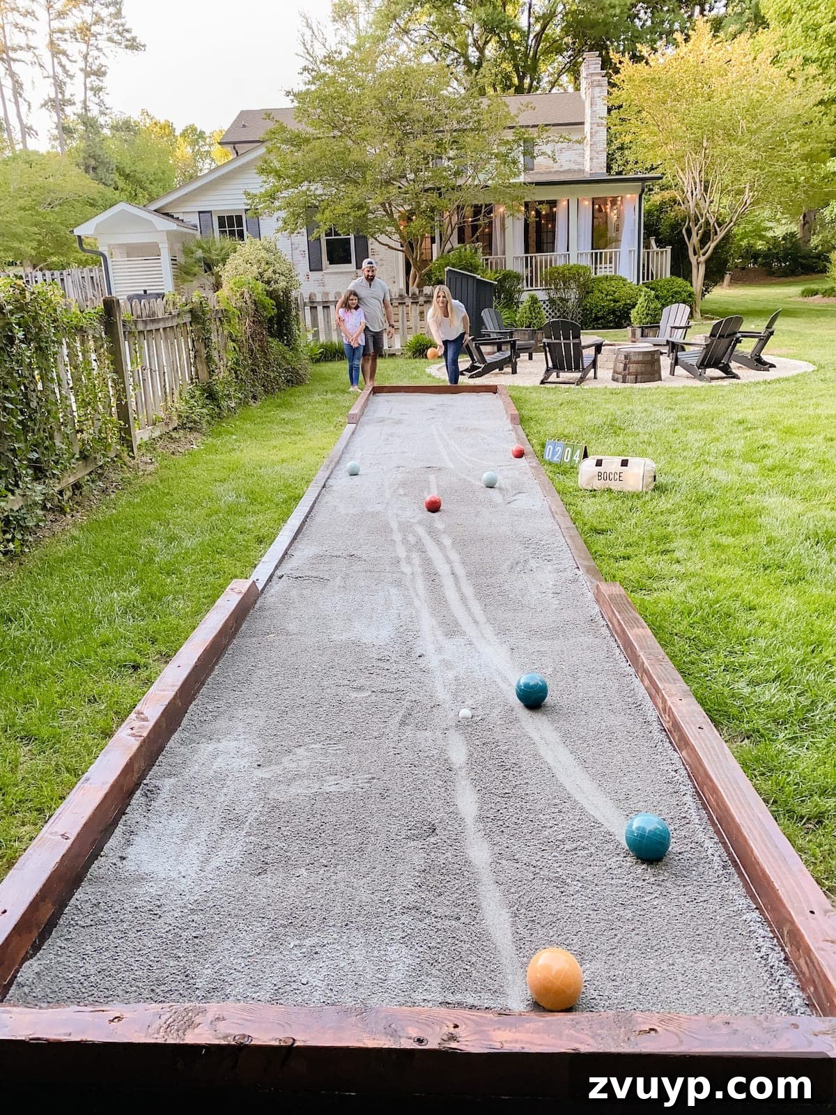 Get Rolling Build a Bocce Court in a Weekend 2 Finished DIY bocce ball court, ready for play