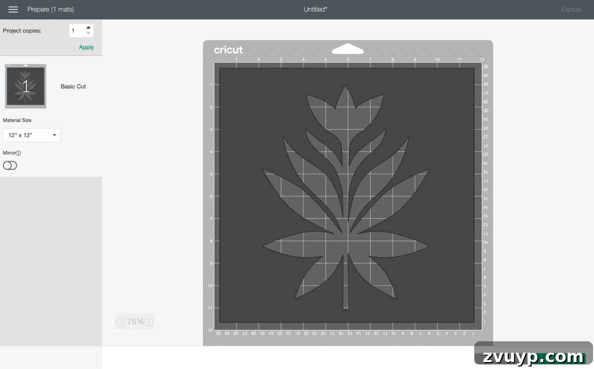 Craft a Custom Floral Outdoor Rug with a Cricut Stencil 13 Screenshot of Cricut Design Space's final preview before beginning the cut