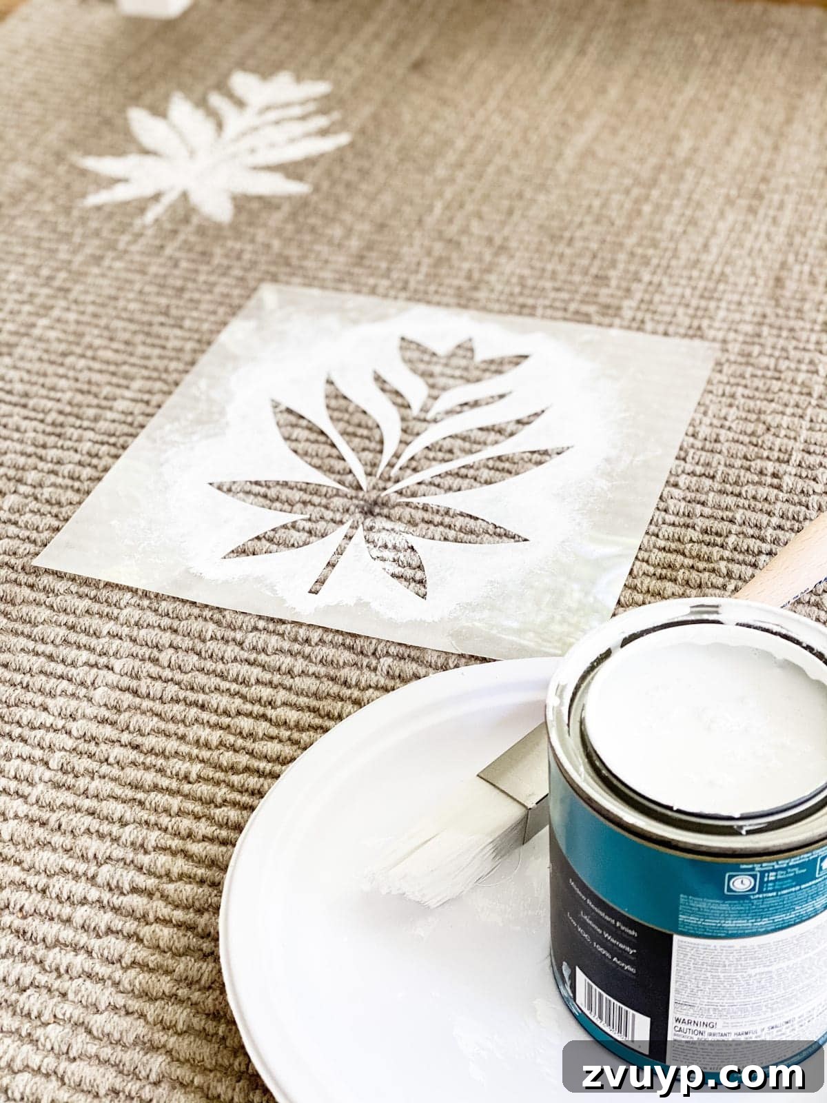Craft a Custom Floral Outdoor Rug with a Cricut Stencil 16 Finished reusable floral block stencil ready for use on the outdoor rug project