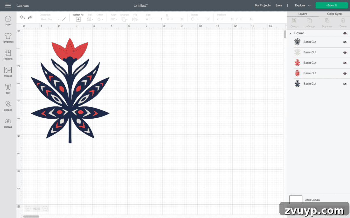 Craft a Custom Floral Outdoor Rug with a Cricut Stencil 5 Cricut Design Space canvas with the selected flower image inserted