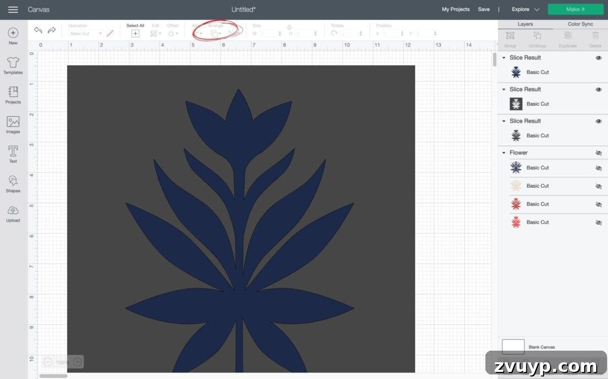 Craft a Custom Floral Outdoor Rug with a Cricut Stencil 8 Arranging the flower image to be in front of the square frame for stencil creation