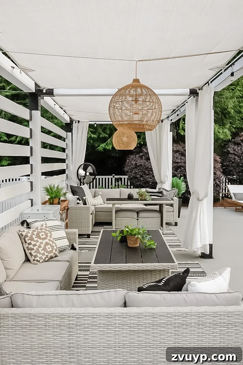 Build Your Own Backyard Oasis: A DIY Luxury Pool Cabana Pergola 13 walmart patio furniture inside a backyard cabana, arranged for conversation