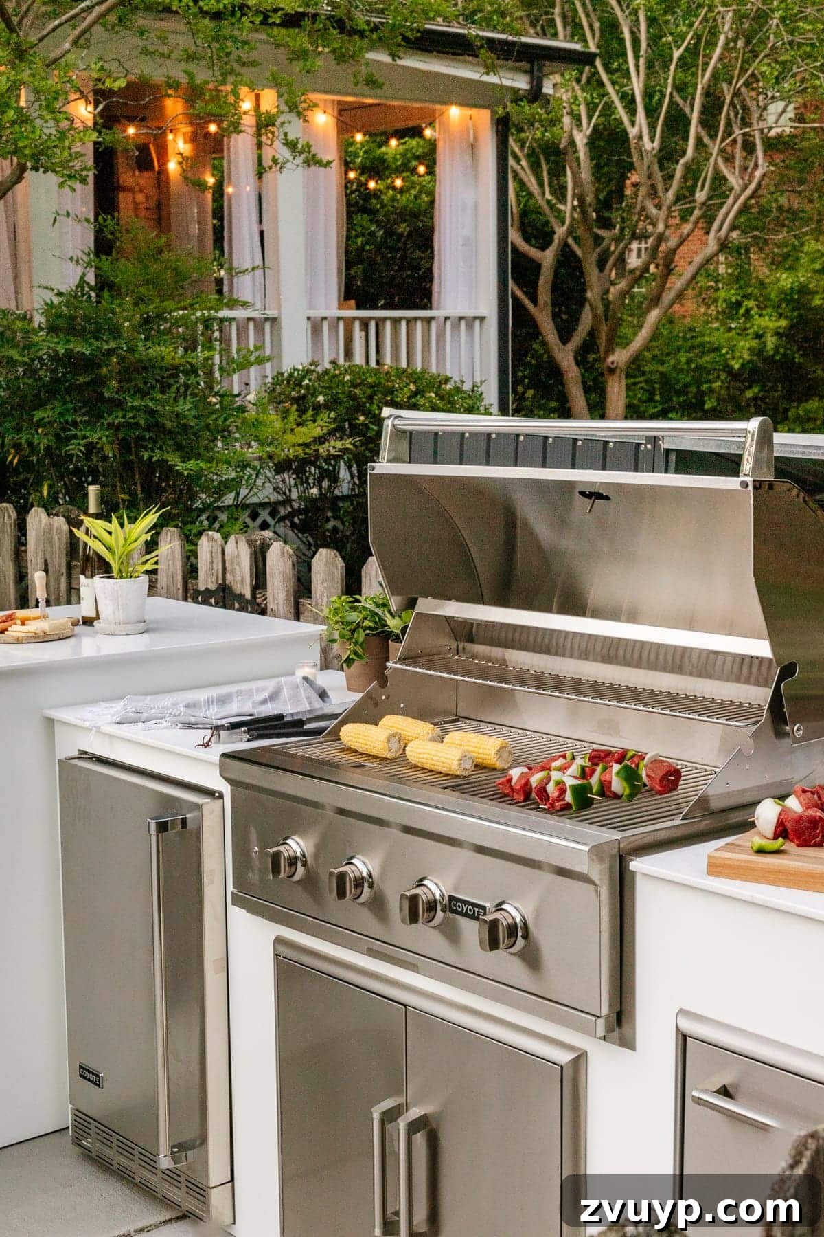 Effortless DIY Outdoor Kitchen Kit Build: Essential Tips 14 Close-up of the pristine white modular outdoor kitchen from RTA Outdoor Living, highlighting its modern aesthetics.