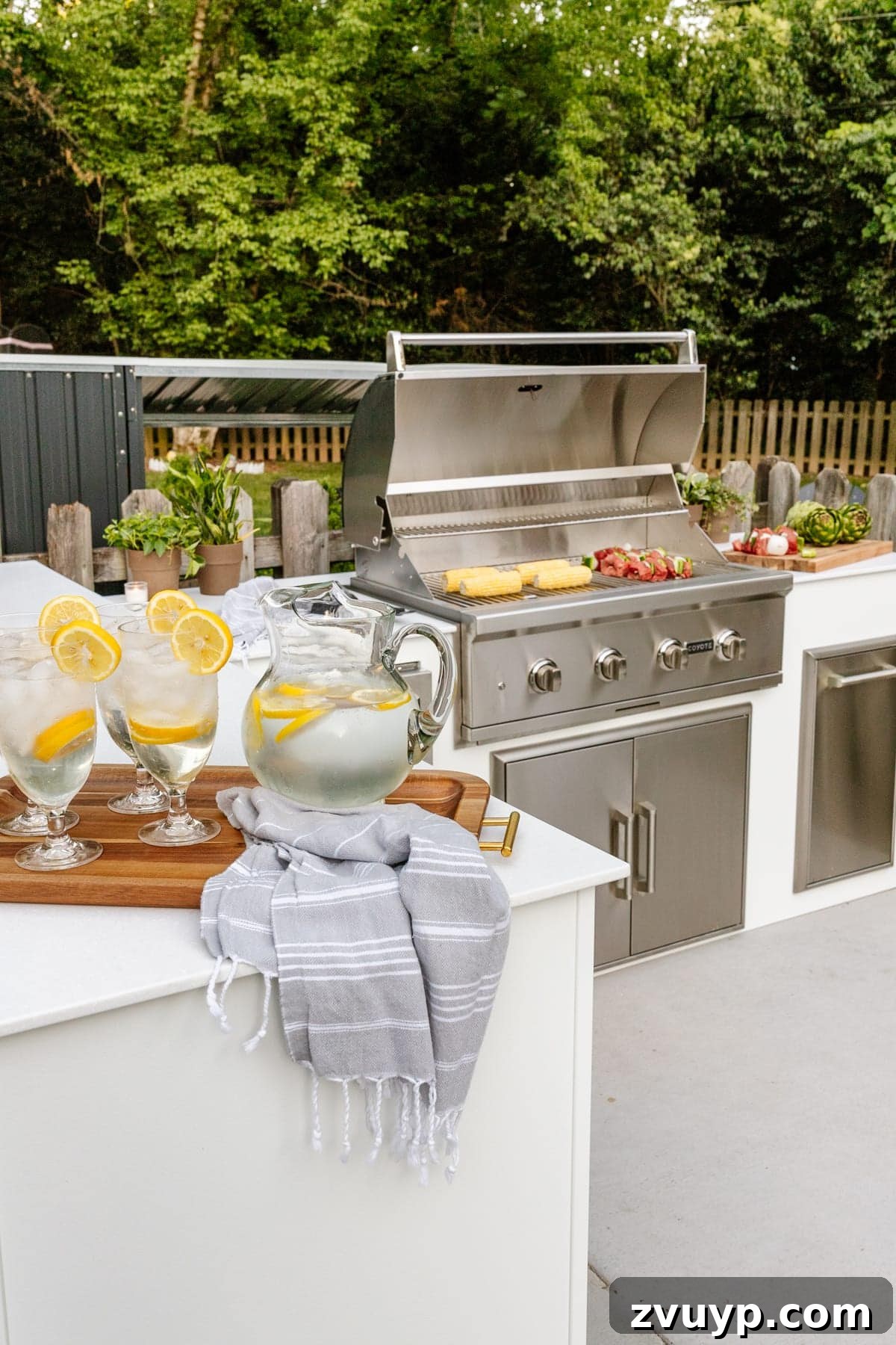 Effortless DIY Outdoor Kitchen Kit Build: Essential Tips 18 A beautifully assembled white modular outdoor kitchen, emphasizing its modern design and professional finish.