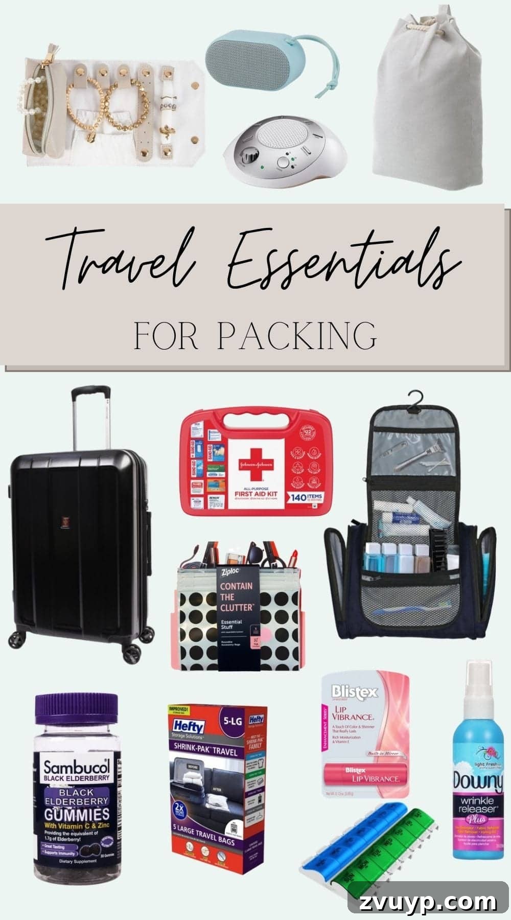 Road Trip Ready: Your Printable Essentials and Packing Checklist 6 travel essentials for efficient packing, including luggage, organizers, and wrinkle release spray