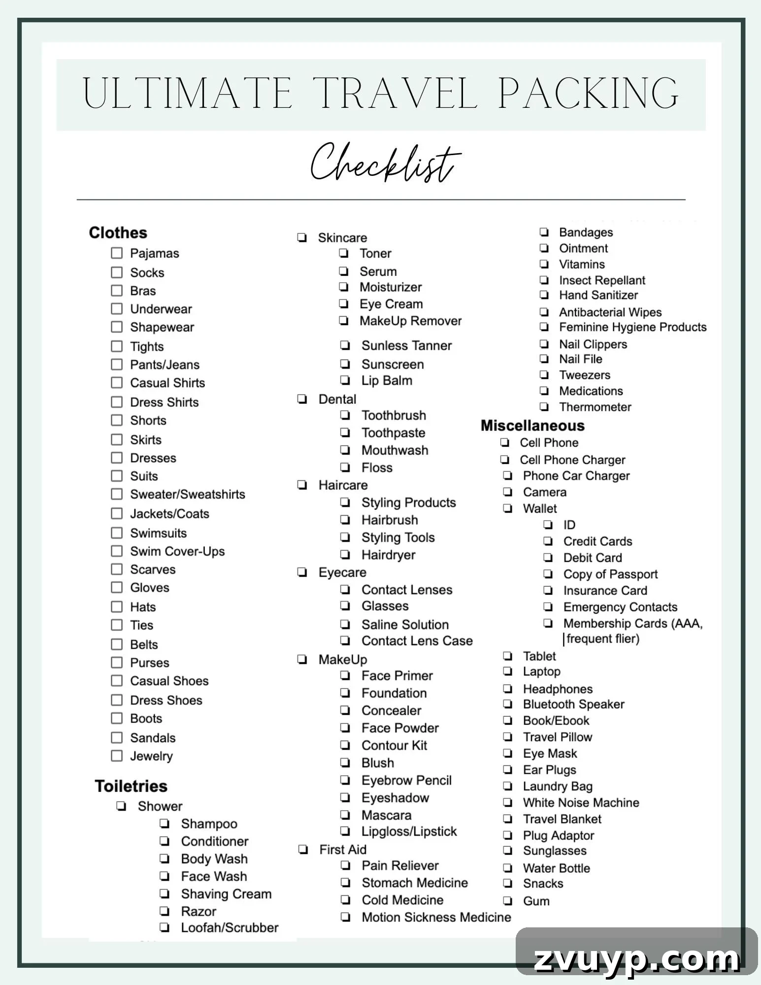 Road Trip Ready: Your Printable Essentials and Packing Checklist 7 printable travel packing checklist for family trips