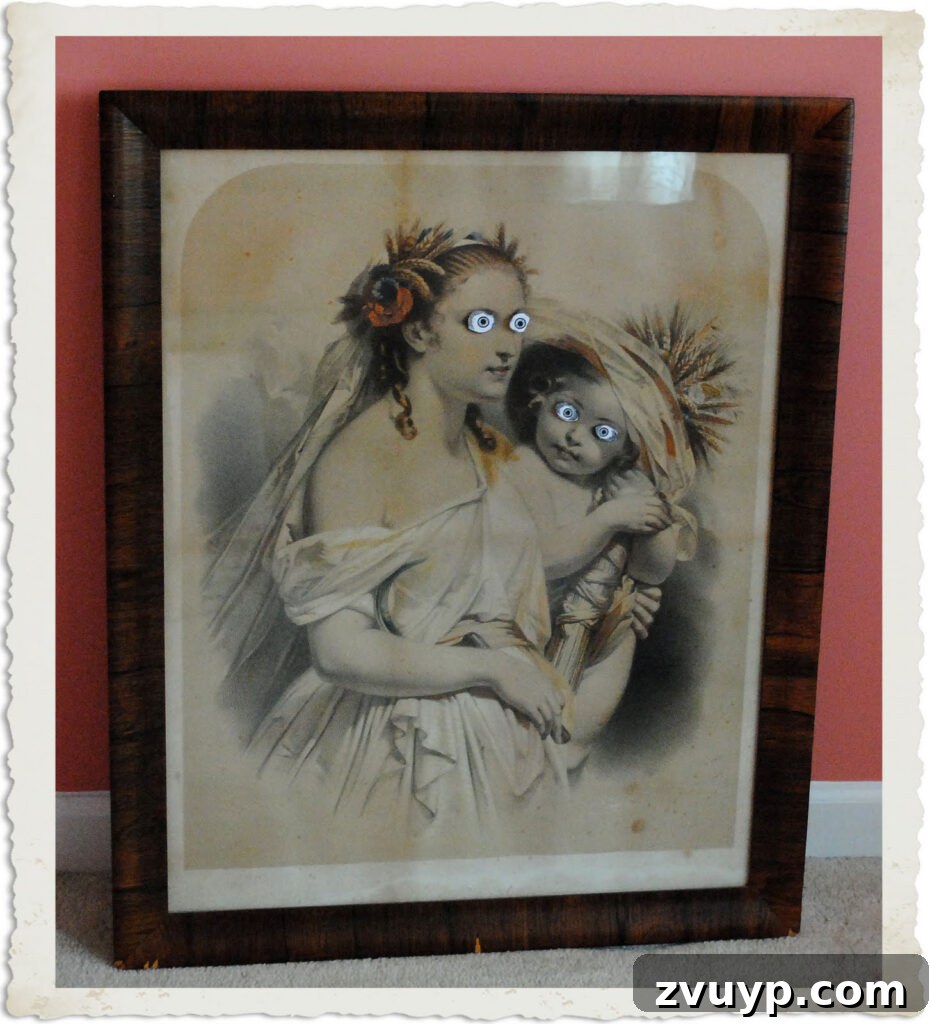 Haunting Eyes Halloween Wall Art 7 Print of Woman and Child with Spooky eyes - Simple Halloween Decor