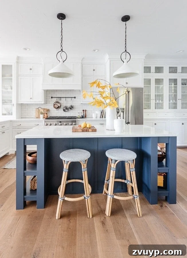 Designer Approved Shades of Navy Blue 6 Benjamin Moore Blue Note - Lilypad Cottage - dark blue paint on a kitchen island