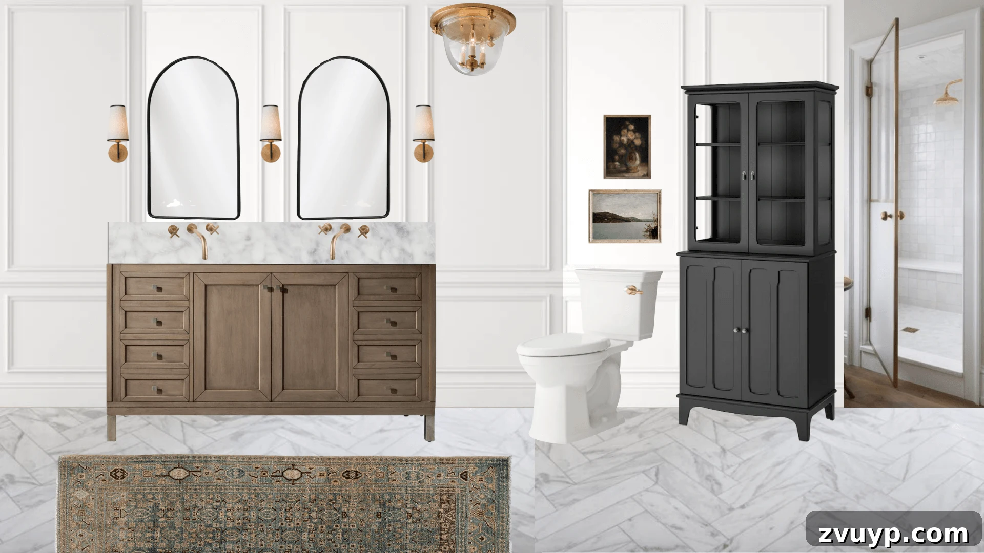 Our Timeless Bathroom Design Blueprint 7 Detailed plan and vision board for classic bathroom remodel.