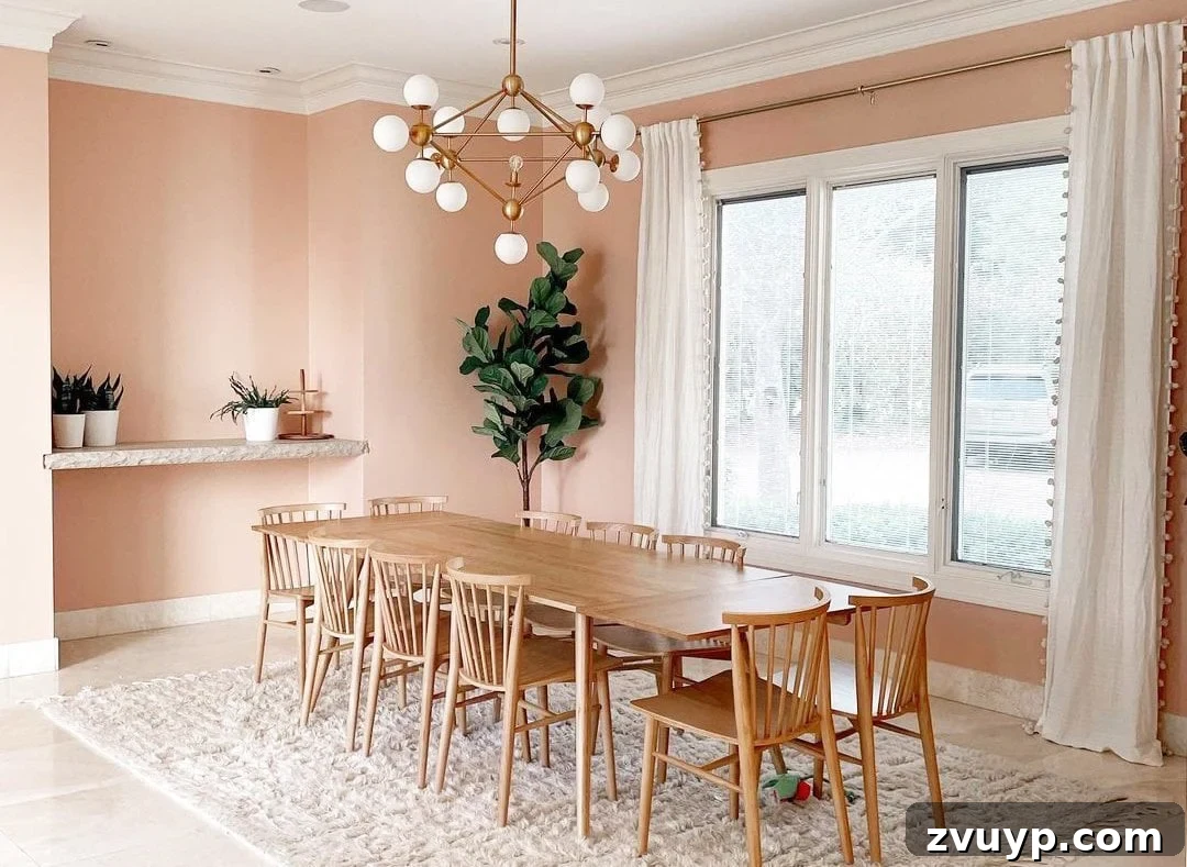 Clare Meet Cute - bold pink paint in a dining room, creating a playful and inviting statement.