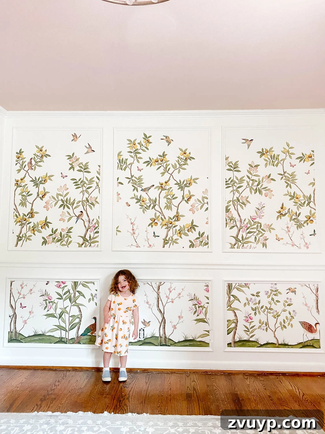 Transforming Walls with Framed Wallpaper Inserts 15 chinoiserie wallpaper in a girl's room