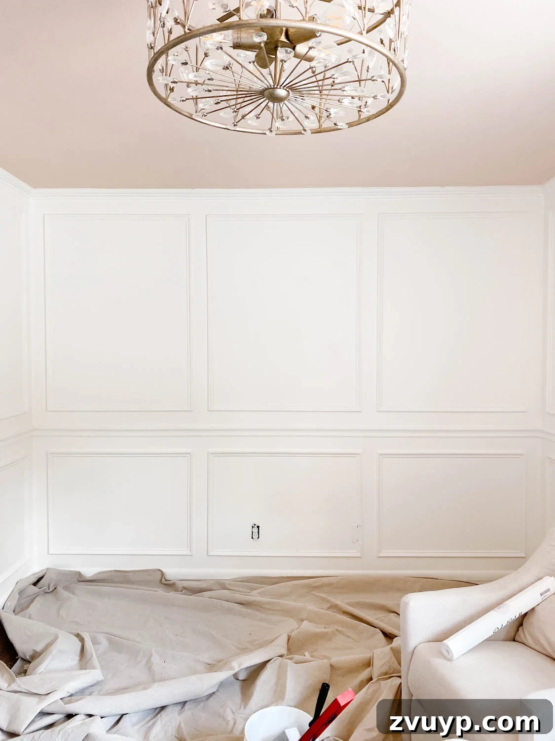 Transforming Walls with Framed Wallpaper Inserts 3 picture frame molding in a girl's room