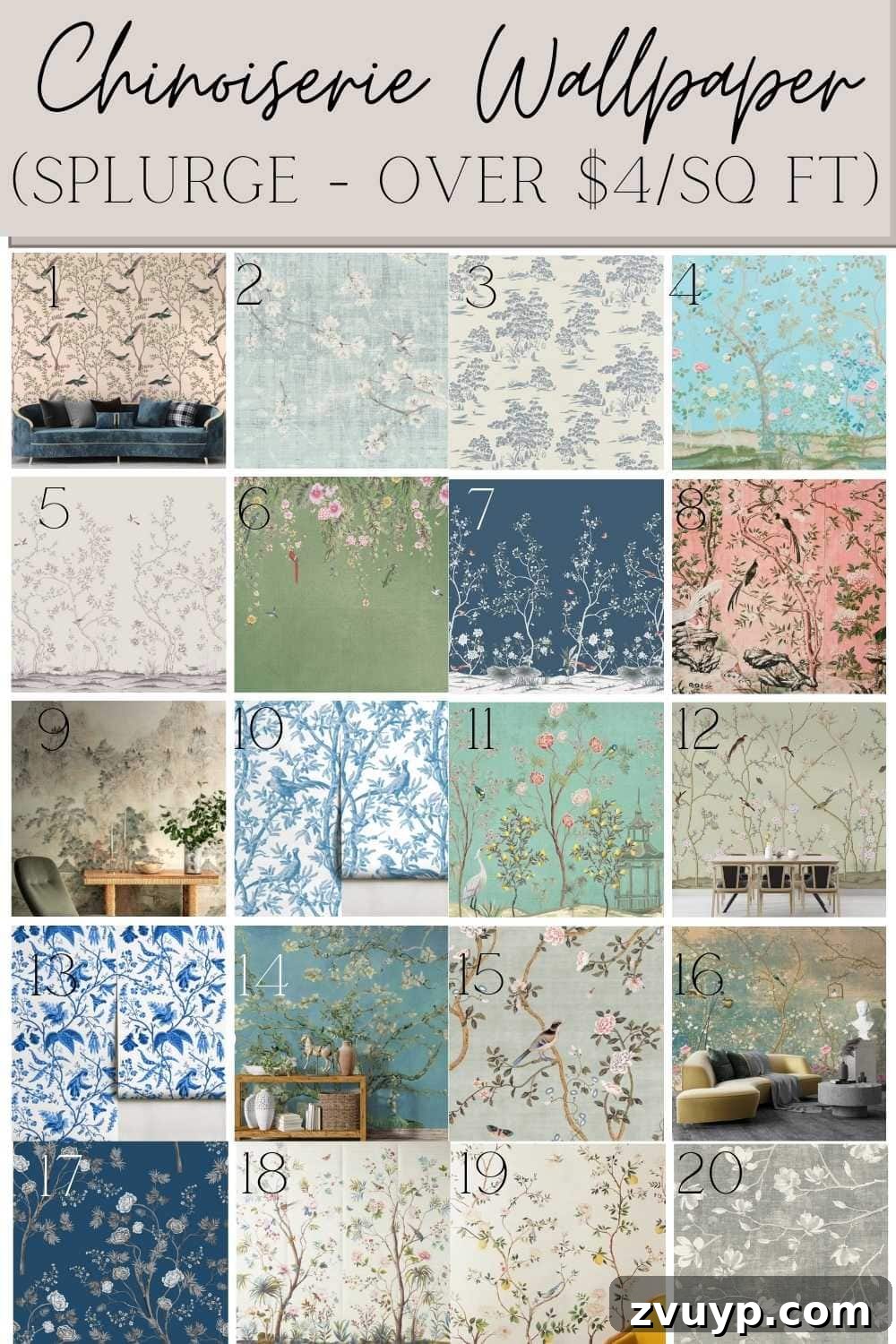 Chinoiserie Wallpaper: Splurge vs Save for Every Budget 3 Designer Chinoiserie Wallpaper