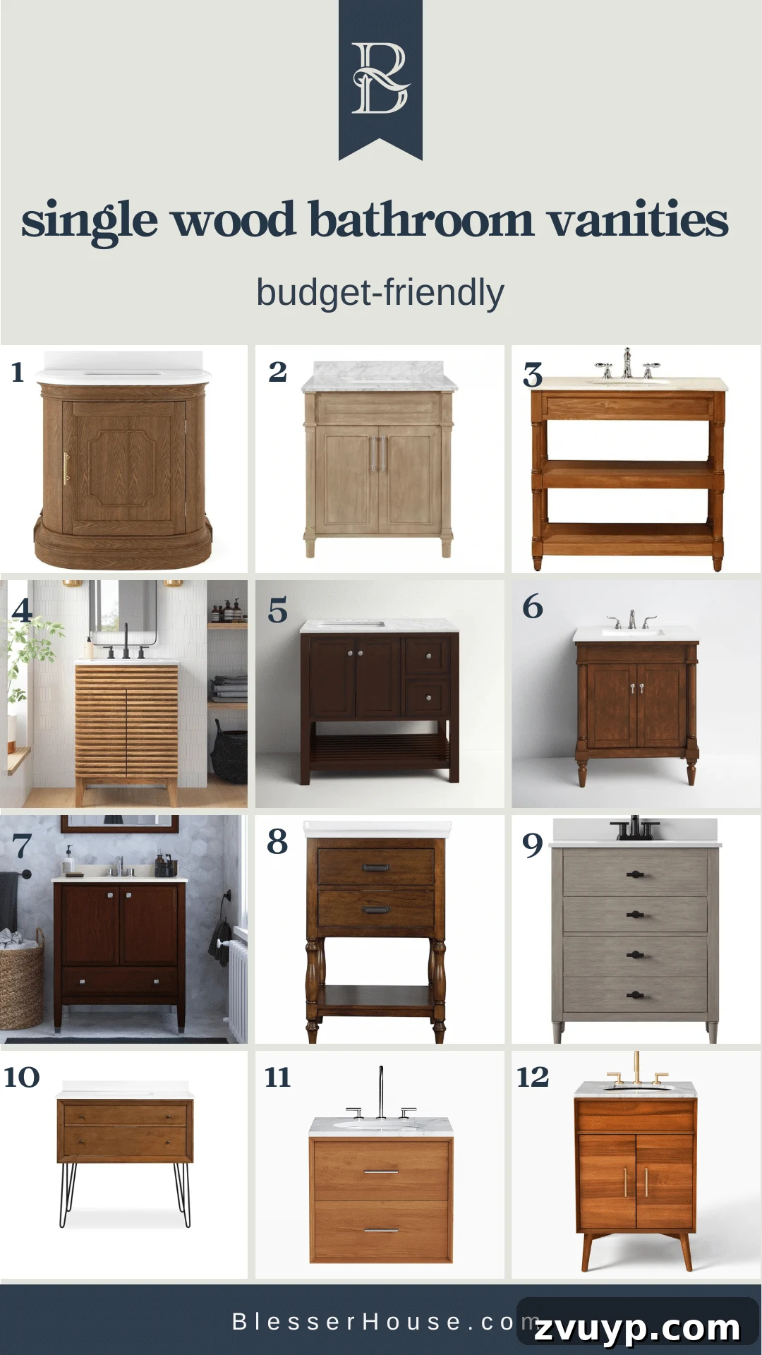 Elevate Your Space: Stylish Wood Vanities for Every Budget 6 Curated selection of single wood bathroom vanities under $1000