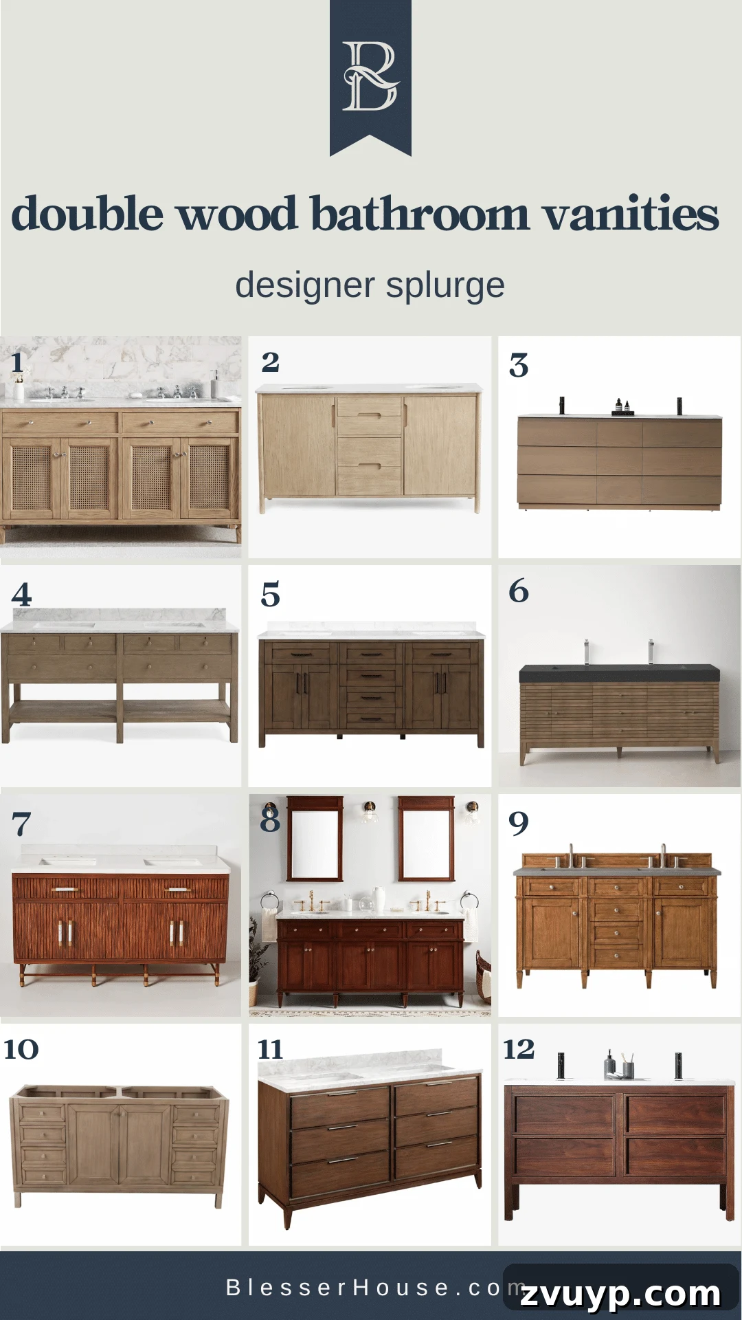 Elevate Your Space: Stylish Wood Vanities for Every Budget 9 Luxury designer double wood bathroom vanities for a high-end bathroom design