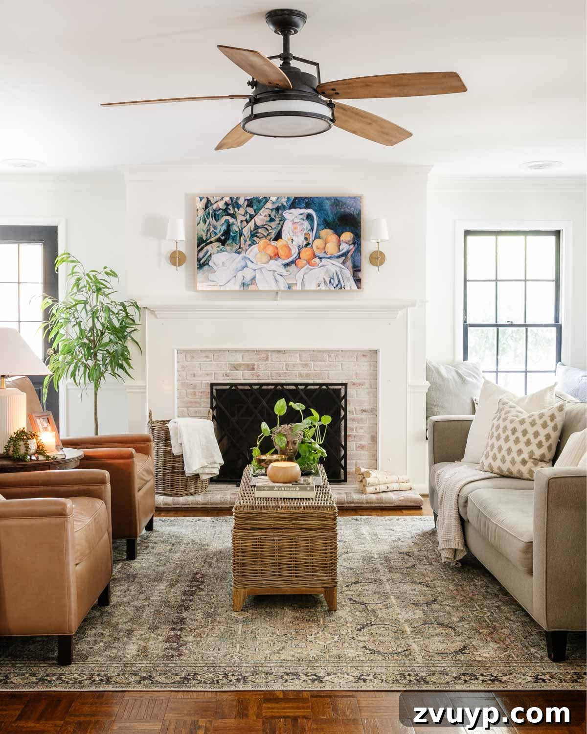 Modern living room with stylish Pottery Barn Tyler leather recliners and coordinated decor