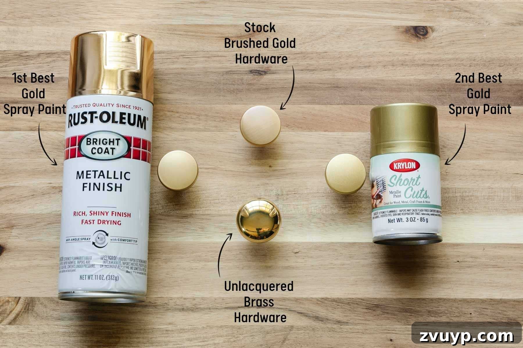 The Definitive Ranking of Gold Spray Paints 5 The ultimate comparison: best gold spray paint against real hardware