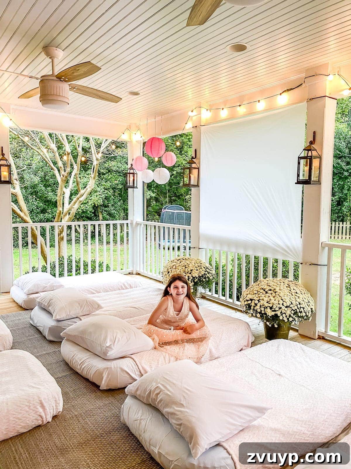 Create an Epic Backyard Movie Night Without Breaking the Bank 14 birthday slumber party outdoor movie night on a back porch