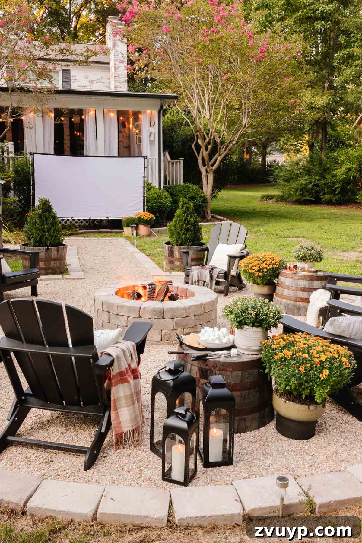 Create an Epic Backyard Movie Night Without Breaking the Bank 21 backyard fire pit with best outdoor movie setup